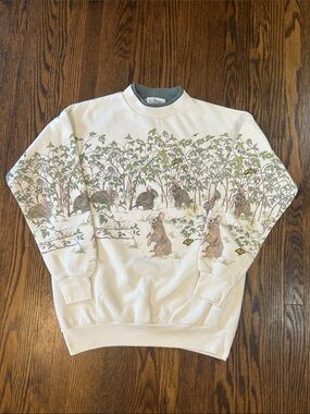 Vintage 90s Cute Bunny All Over Print Sweatshirt